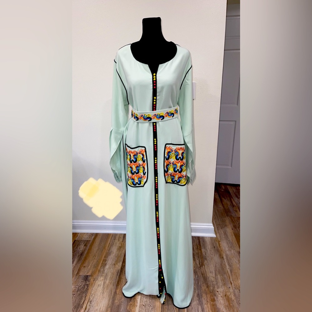 Blue/green/mint Kaftan Dress, Size L, NEW